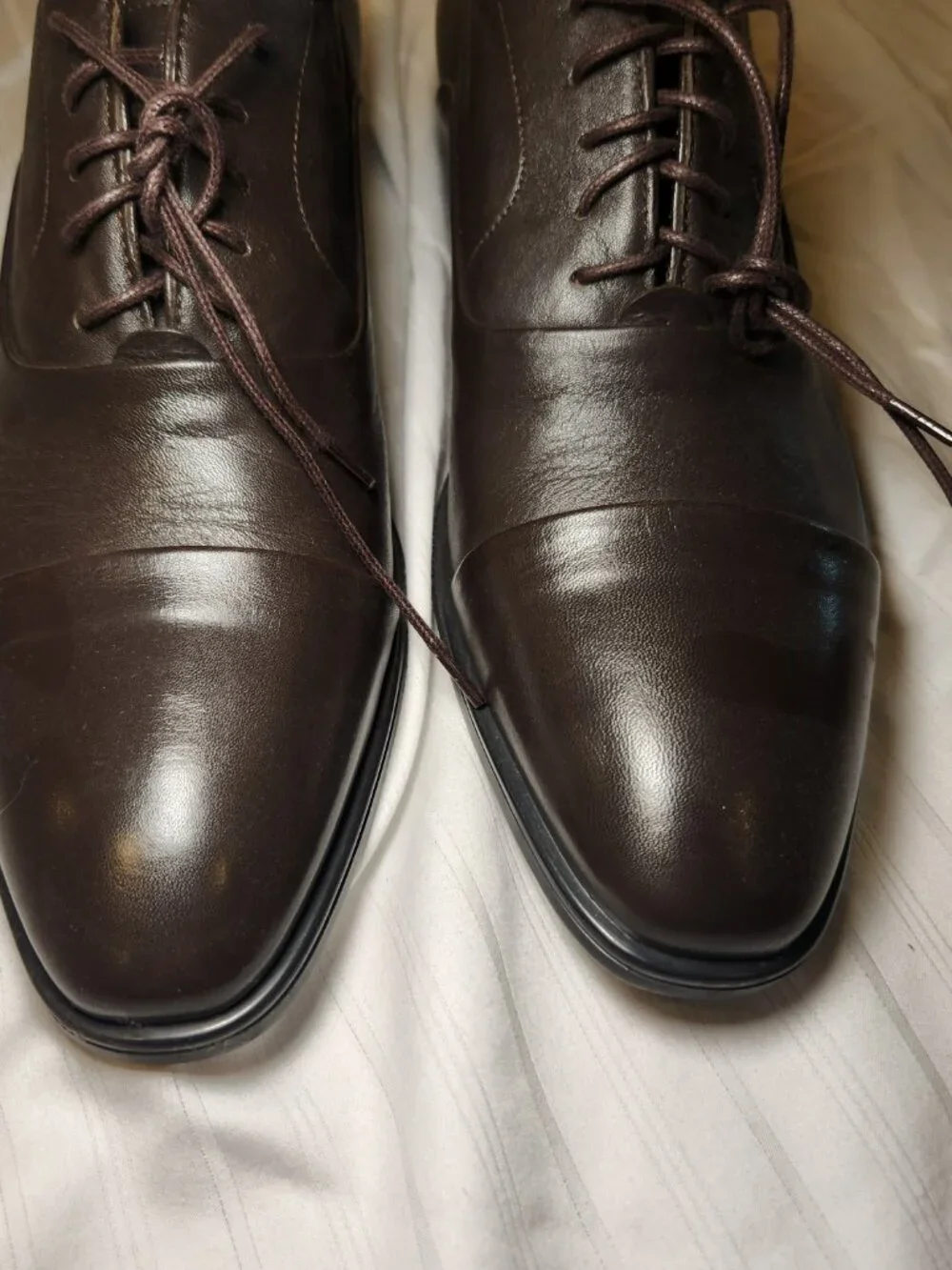 Bruno Magli Dark Brown Leather Cap Toe Oxford Dress Shoes Italy Mens 7.5
